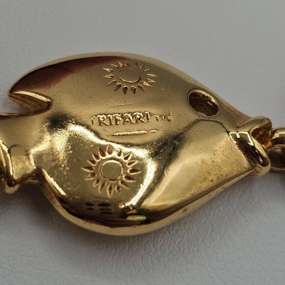 Trifari Fish Link 18" Necklace Stmt Ocean Sealife Coastal Beachy Gold Tone - Picture 6 of 12